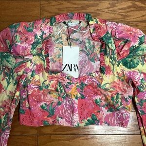 Zara Multicolor Floral Crop Top